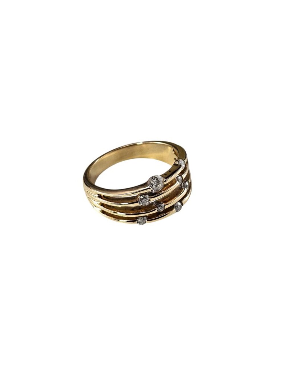 14K Yellow Gold Diamond Multi-Band Ring Size 7 #25412 - Picture 4 of 7